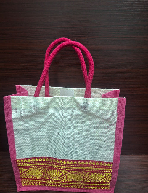 Zari Jute Bag (Pink)
