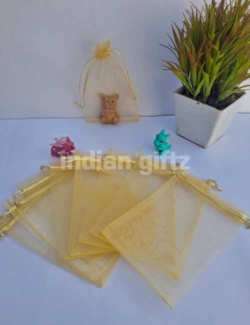 Plain GOLDEN Potli Bags for Return Gift ,Wedding Party Favor Gift Bags Drawstring Pouches Pack Of 25 Bags (6 x 4 inch)