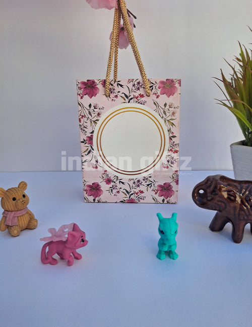 Pink Printed Thankyou Paper Gift Bags for Return Gifts | Weddings | Birthday (6 × 4 inch)