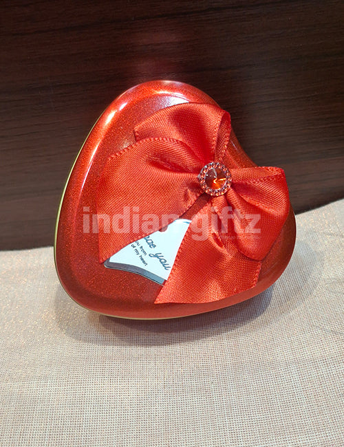 Red Heart-Shaped Metal Storage Container