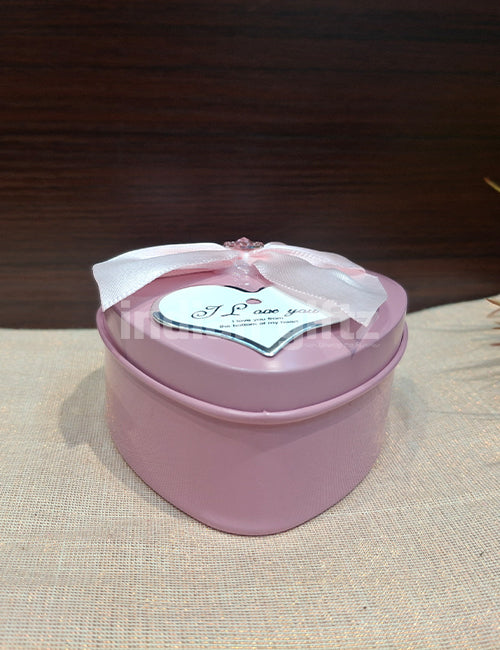 Baby Pink Heart-Shaped Metal Storage Container
