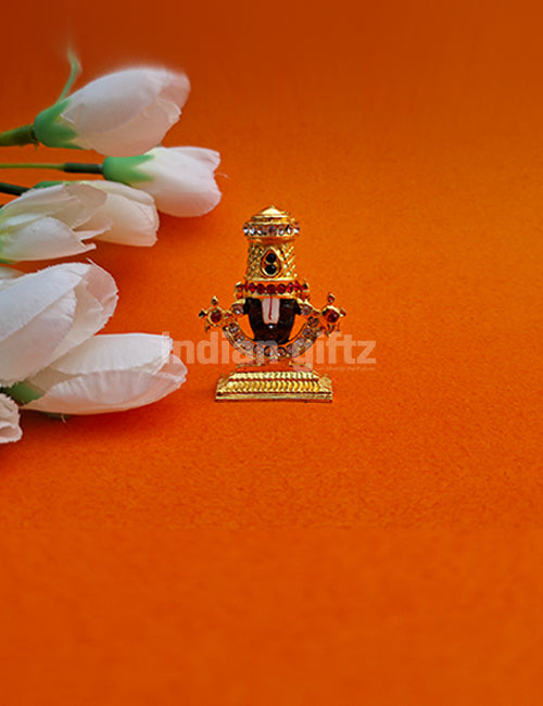 Lord Balaji Stone Gold Metal Car Statue