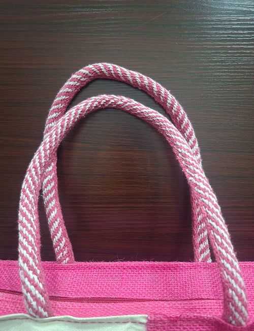 Durga Pink Print Jute Bag