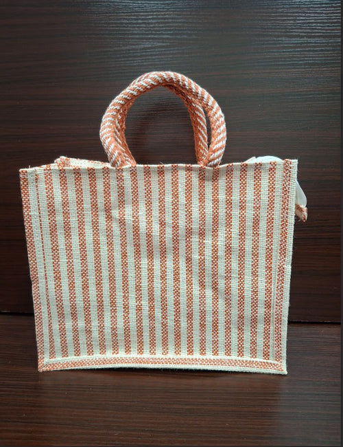 Orange Lined Window Jute Bag