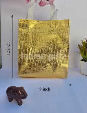 Golden Metallic  Non-Woven Gift Bag|Wedding| Birthday | Housewarming| All Events  (12 × 9 inch)