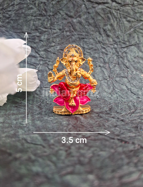 Gold Plated with Stone Lord Ganesha Car Statue
