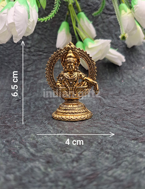Lord Ayyappa Glod Platted Metal Car, Pooja Room & Decor Statue