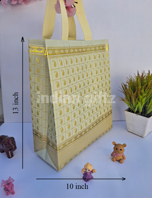 Royal Golden Printed Patern Non Woven Bag For|Wedding| Birthday | Housewarming| All Events  (13 × 10 inch)