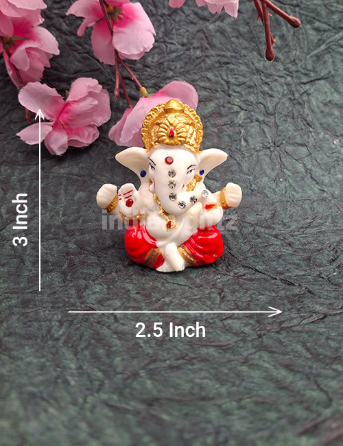 Polyresin Ganesha Car Dashboard Statue, showcase & Return Gift