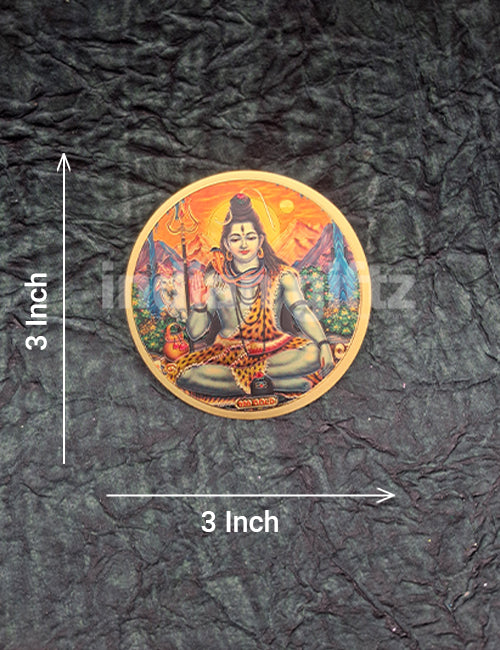 Round Gold Plated Self-Adhesive Lord Shiva Sticker