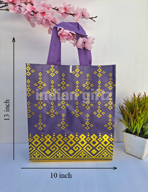 Purple With Golden Patern Printed Non Woven Bag For|Wedding| Birthday | Housewarming| All Events (13 × 10 inch)