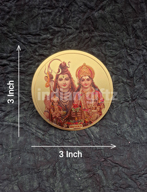 Round Gold Plated Self-Adhesive Shivan Parvathi Sticker