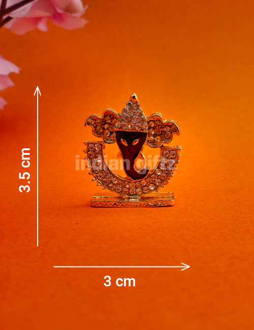 Gold Plated Stone Lord Ganesha Statue Suitable for Car Dashboard and Home Decor