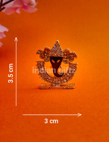 Gold Plated Stone Lord Ganesha Statue Suitable for Car Dashboard and Home Decor