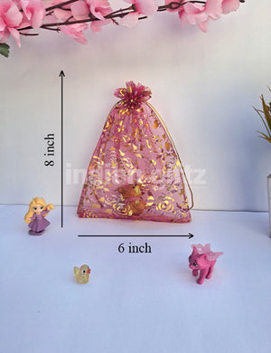 Flower Printed Potli Bags for Return Gift ,Wedding Party Favor Gift Bags Drawstring Pouches Pack Of 25 Bags (8 x 6 inch)