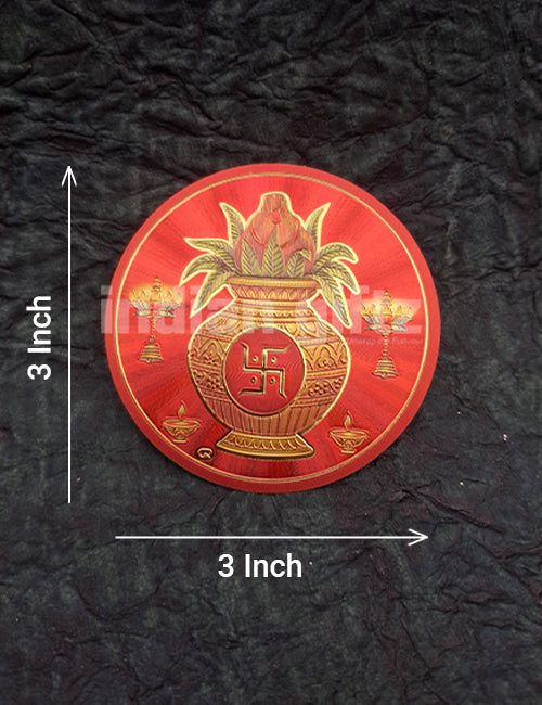 Self-Adhesive Round Gold Plated Self-Adhesive Kalash Gold Plated Sticker