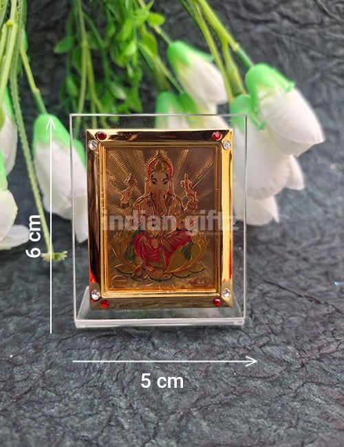 Gold Plated Acrylic Lord Ganesha Car Stand Also for Home Decor & Return Gift