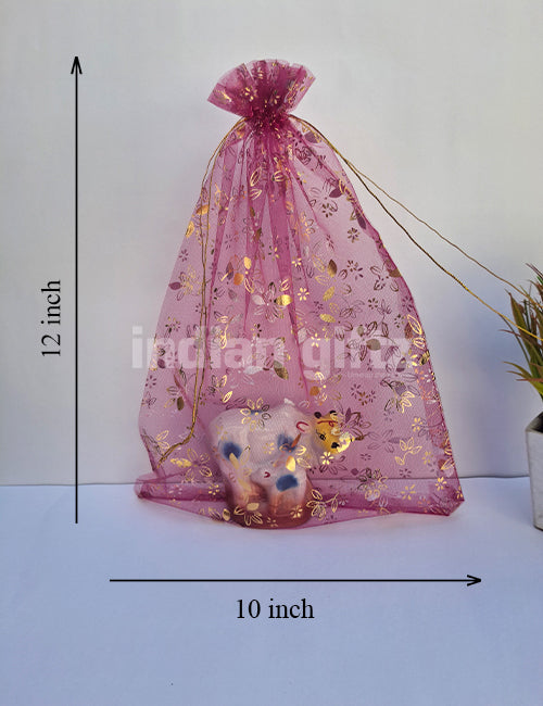 Flower Printed Potli Bags for Return Gift ,Wedding Party Favor Gift Bags Drawstring Pouches Pack Of 25 Bags (12 x 10 inch)