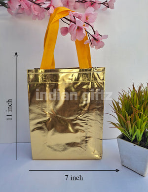 Golden Metallic  Non-Woven Gift Bag|Wedding| Birthday | Housewarming| All Events (11 × 7 inch)