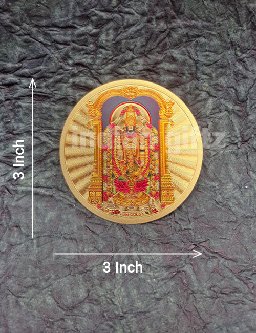 Round Gold Plated Self-Adhesive Tirupathi Balaji Sticker
