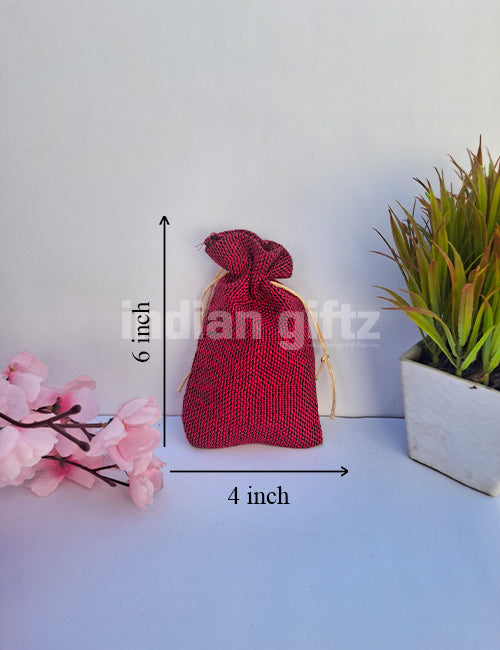 Maroon Burlap Plan Potli Gift Bags (6 x 4 inch)