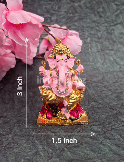 Metalic Loard Ganesha Car Statue