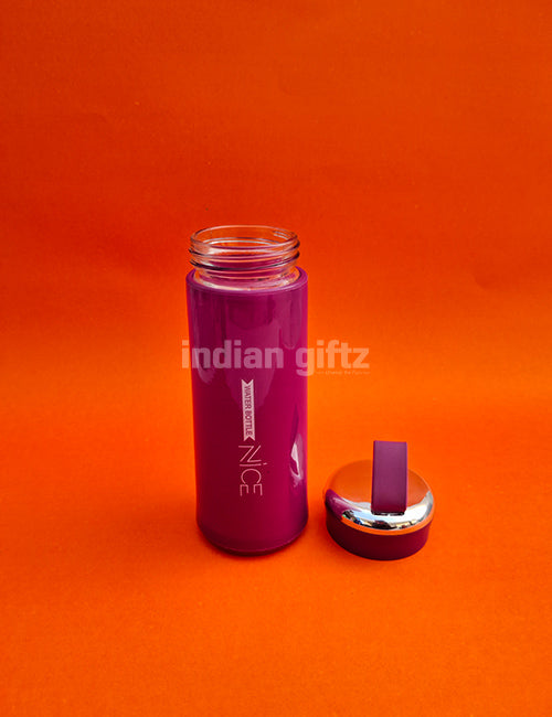 Nice Vacuum Insulated Glass Water Bottle 400ml with handle.  Perfectly suited for return gifts at birthdays, housewarming ceremonies, festive celebrations, and various special occasions