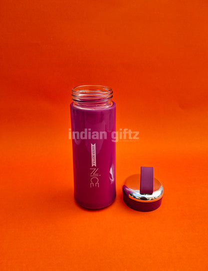 Nice Vacuum Insulated Glass Water Bottle 400ml with handle.  Perfectly suited for return gifts at birthdays, housewarming ceremonies, festive celebrations, and various special occasions