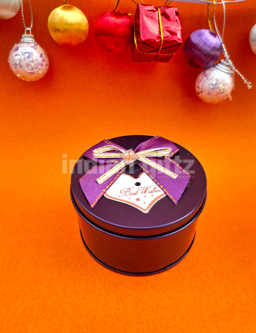 Violet Round Empty Decorative Tin Box