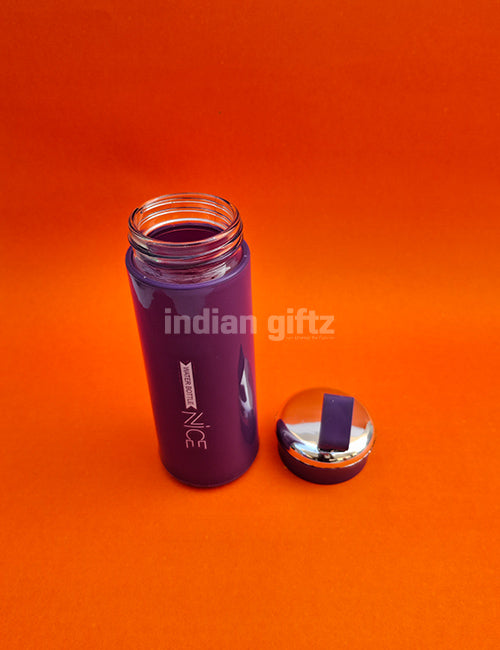 Nice Vacuum Insulated Glass Water Bottle 400ml with handle.  Perfectly suited for return gifts at birthdays, housewarming ceremonies, festive celebrations, and various special occasions