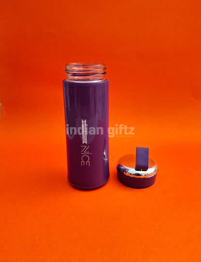 Nice Vacuum Insulated Glass Water Bottle 400ml with handle.  Perfectly suited for return gifts at birthdays, housewarming ceremonies, festive celebrations, and various special occasions