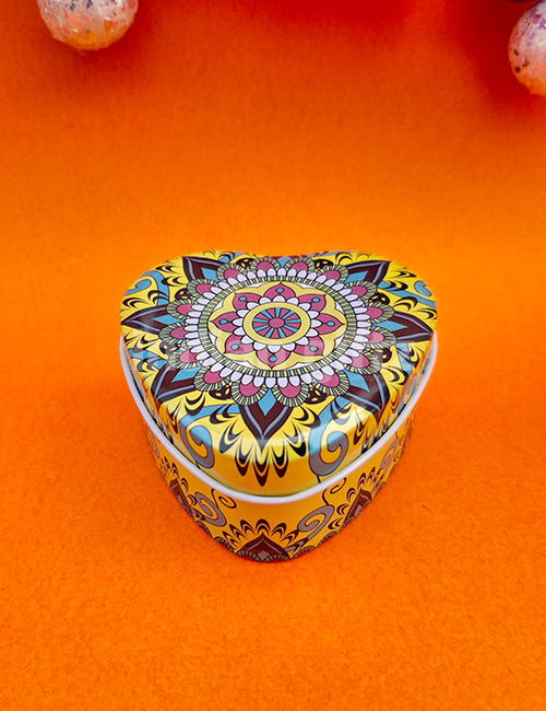 Traditional Printed Heart Shape Empty Decorative Tin Box