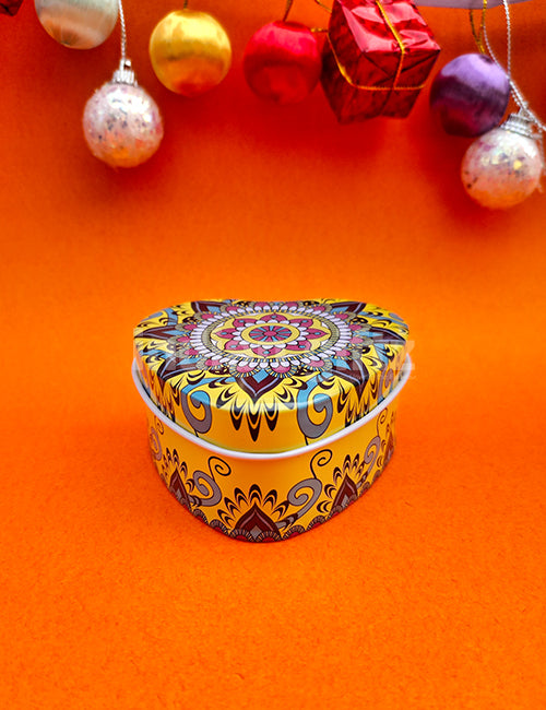 Traditional Printed Heart Shape Empty Decorative Tin Box