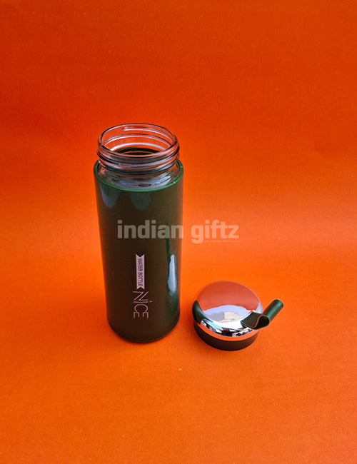 Nice Vacuum Insulated Glass Water Bottle 400ml with handle.  Perfectly suited for return gifts at birthdays, housewarming ceremonies, festive celebrations, and various special occasions