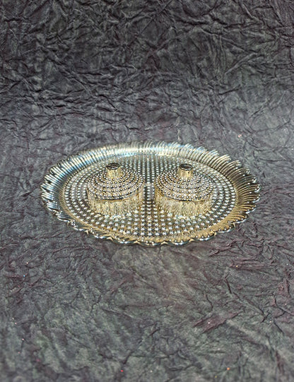 Silver Lotus Kumkum Platter
