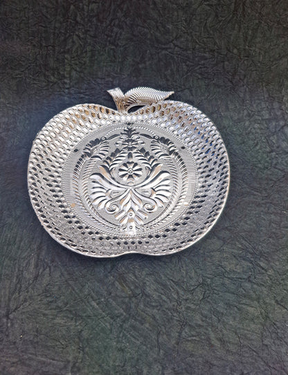 Silver Apple Shape Plastic Tray