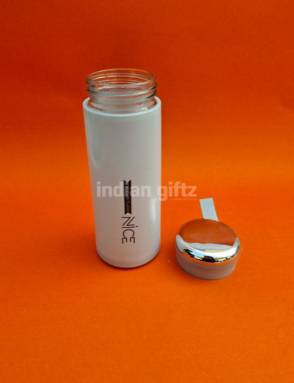 Nice Vacuum Insulated Glass Water Bottle 400ml with handle.  Perfectly suited for return gifts at birthdays, housewarming ceremonies, festive celebrations, and various special occasions