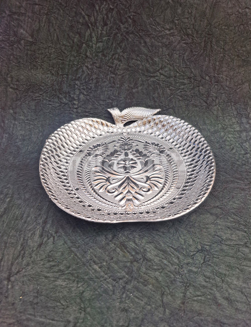 Silver Apple Shape Plastic Tray