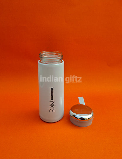 Nice Vacuum Insulated Glass Water Bottle 400ml with handle.  Perfectly suited for return gifts at birthdays, housewarming ceremonies, festive celebrations, and various special occasions