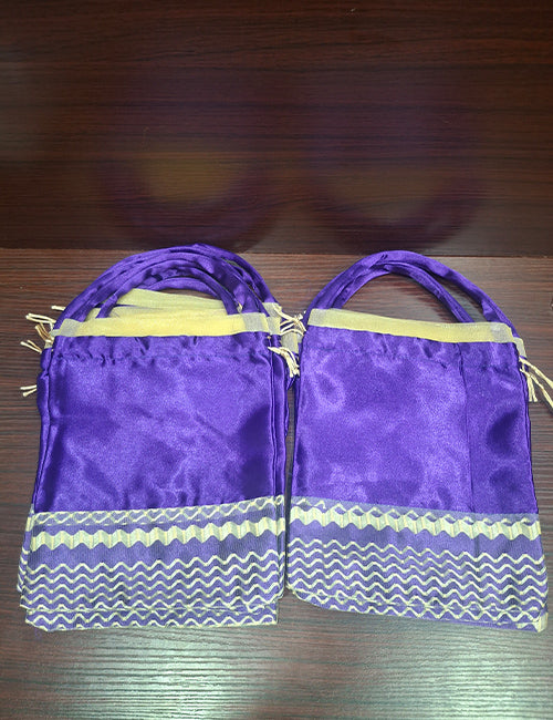 Round Handle Potli Bag (Blue Net)