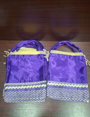 Round Handle Potli Bag (Blue Net)