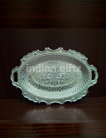 Silver Plastic Handle Tray