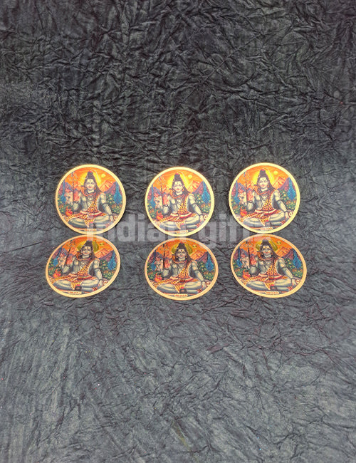 Round Gold Plated Self-Adhesive Lord Shiva Sticker