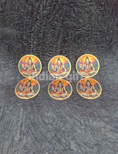 Round Gold Plated Self-Adhesive Lord Shiva Sticker
