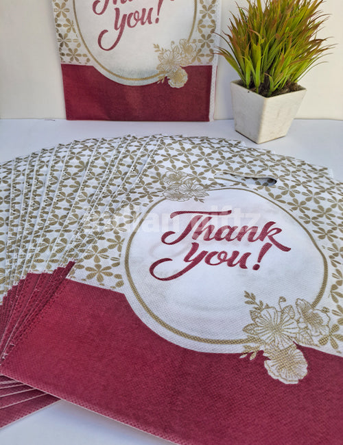 Thankyou Printed Patern Non Woven Bag For|Wedding| Birthday | Housewarming| All Events  (14 × 10 inch)