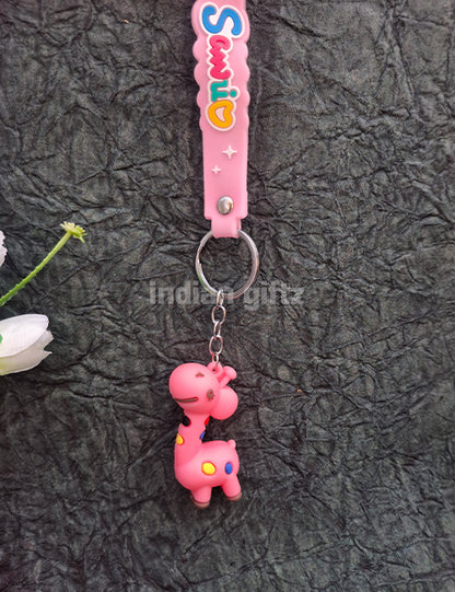 Cute Giraffe Cartoon Key Chain 2-Piece Set – Soft Rubber Animal Pendant.  Suitable for Birthday Return gift