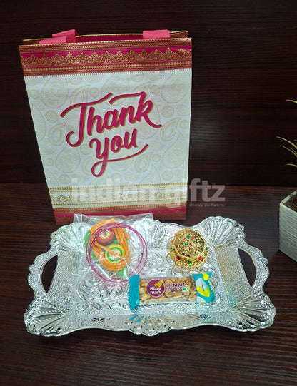 Silver Plastic Handle Tray Thambullam Bag Set