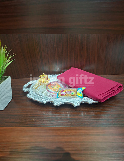 Silver Plastic Handle Tray Blouse Thambullam Set