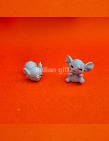 Wonderland Cute Fairyland Elephant 2 Pcs Wedding Gift PVC Figurines suitable for Tabletop Decoration Gifting, Home Decor, Table, Car Dashboard Office Table