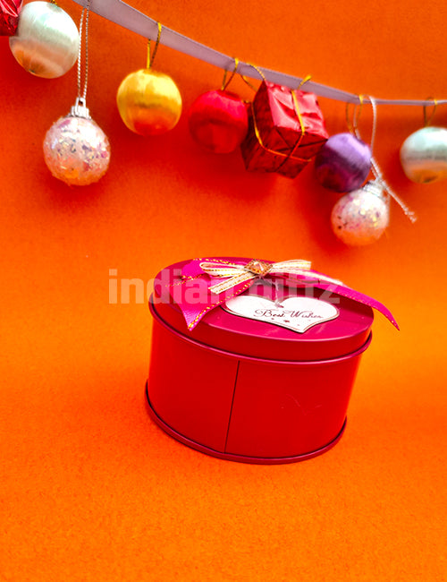 Red Round Empty Decorative Tin Box